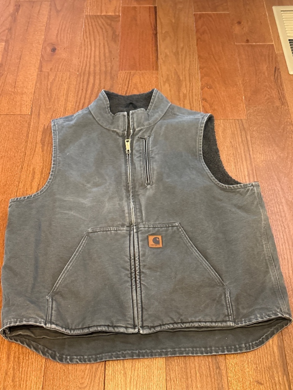 Men’s Vintage Carhartt Sherpa Lined Grey Vest XL Mock Neck